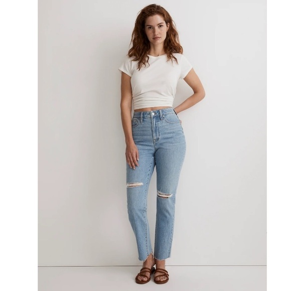 Madewell Curvy Perfect Vintage Jeans Bradwell Wash Raw Fray Hem Distressed Sz 27 - Picture 9 of 14